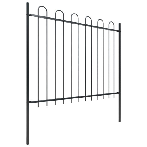 VidaXL vidaXL Gartenzaun mit Rundbogen Stahl 838 x 150 cm Schwarz 1