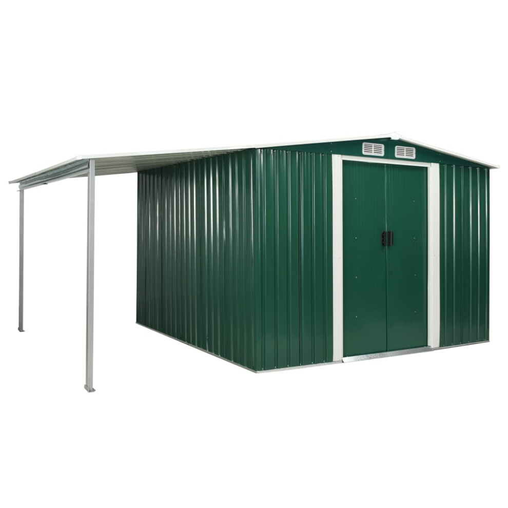 (386 x 259 x 178 cm) vidaXL Garden Shed with Sliding Doors Steel House Green/Anthracite Multi Sizes