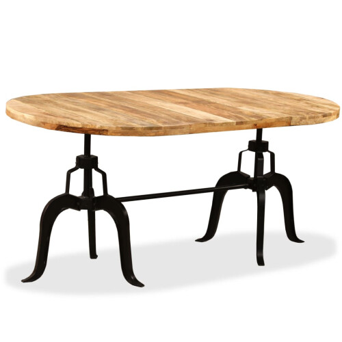 VidaXL (brown) vidaXL Dining Table Kitchen Dining Room Table Solid Reclaimed Wood Steel Leg 2