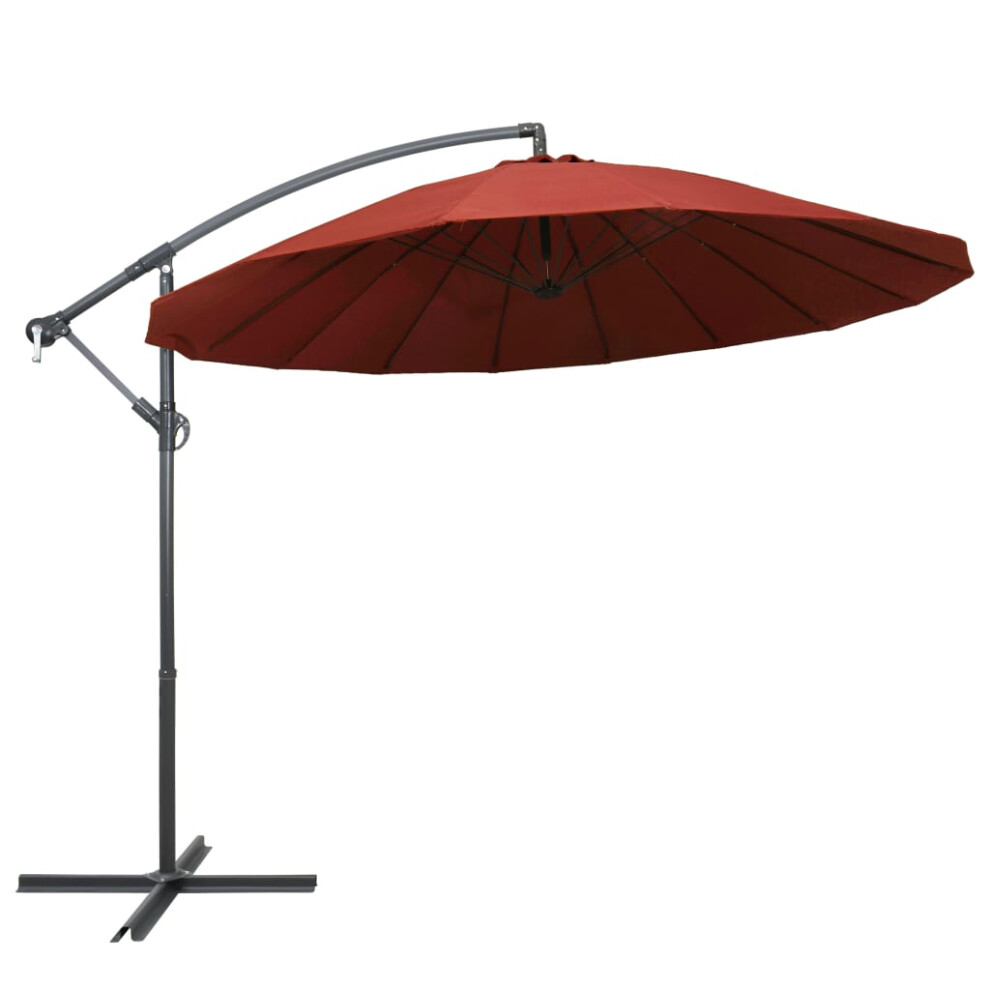New Vidaxl (Terracotta) Hanging Parasol Aluminium Pole Outdoor Umbrella Canopy Garden Sunshade