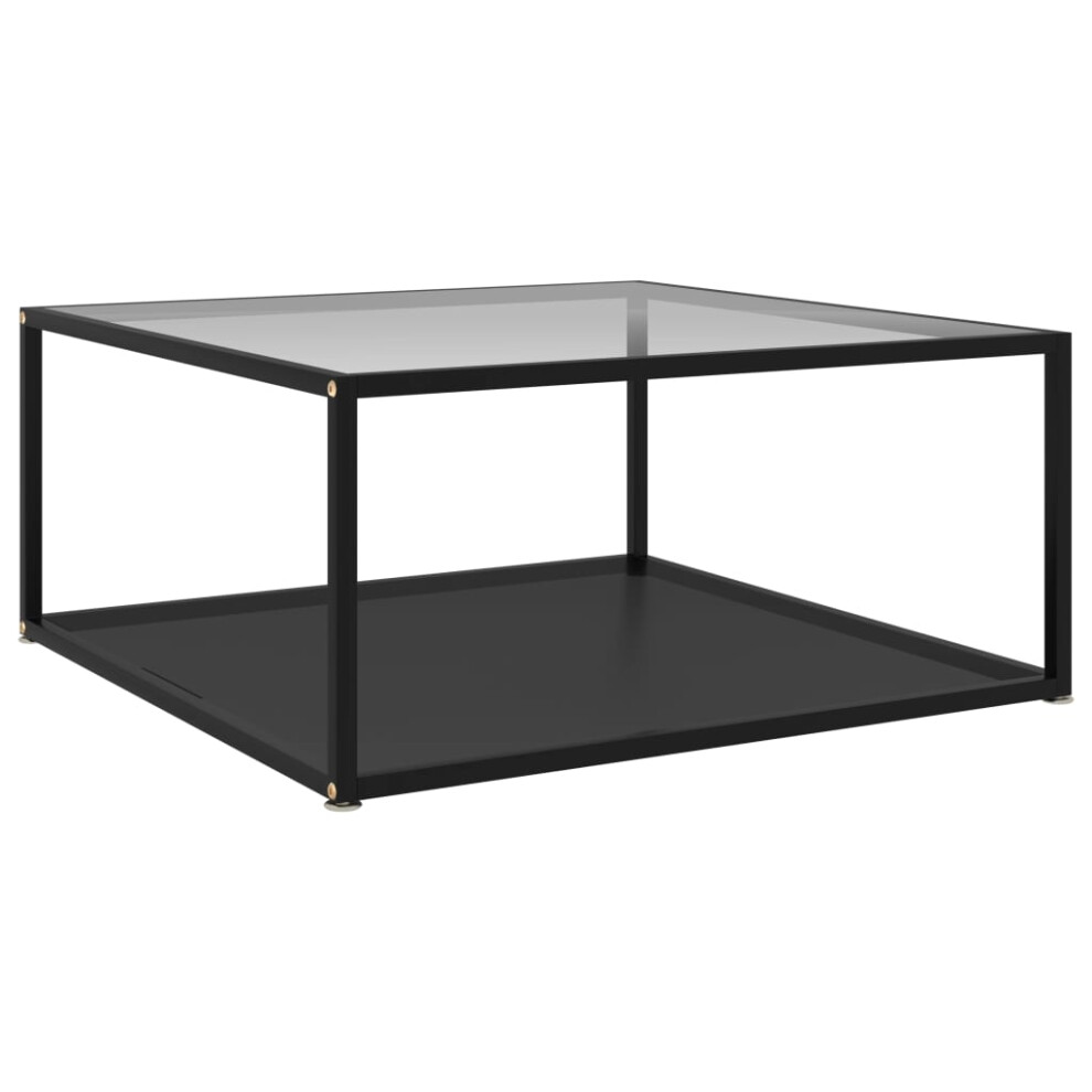 Vidaxl (Transparent And Black, 80 X 80 X 35 Cm) Tea Table Tempered Glass Accent Coffee Table Multi Colours Multi Sizes