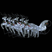 (white, 6 pcs) vidaXL Reindeer & Sleigh Christmas Decoration 60 LEDs Xmas Decor Multi Colours