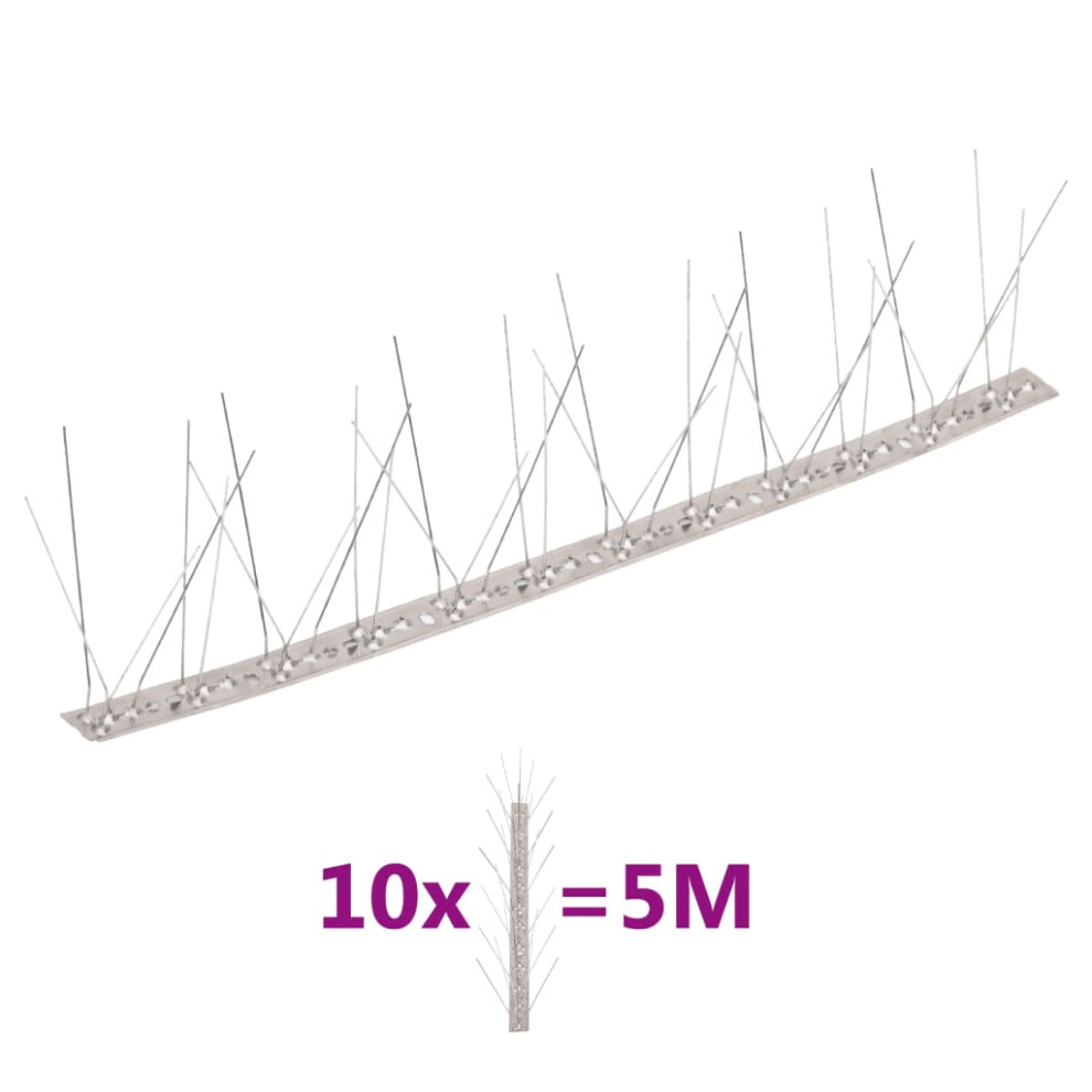 (5 m/ 5 rows spikes) vidaXL 2/4/5-row Plastic Bird & Pigeon Spikes Set Pet Repellent Multi Sizes