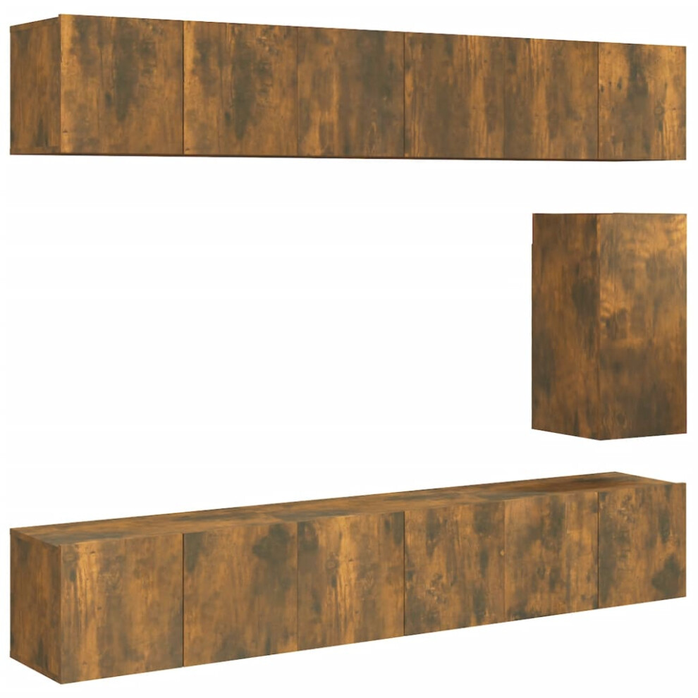 Vidaxl (Smoked Oak) Tv Cabinet Set Engineered Wood Multi Colours 100X30x30 Cm/60X30x30 Cm