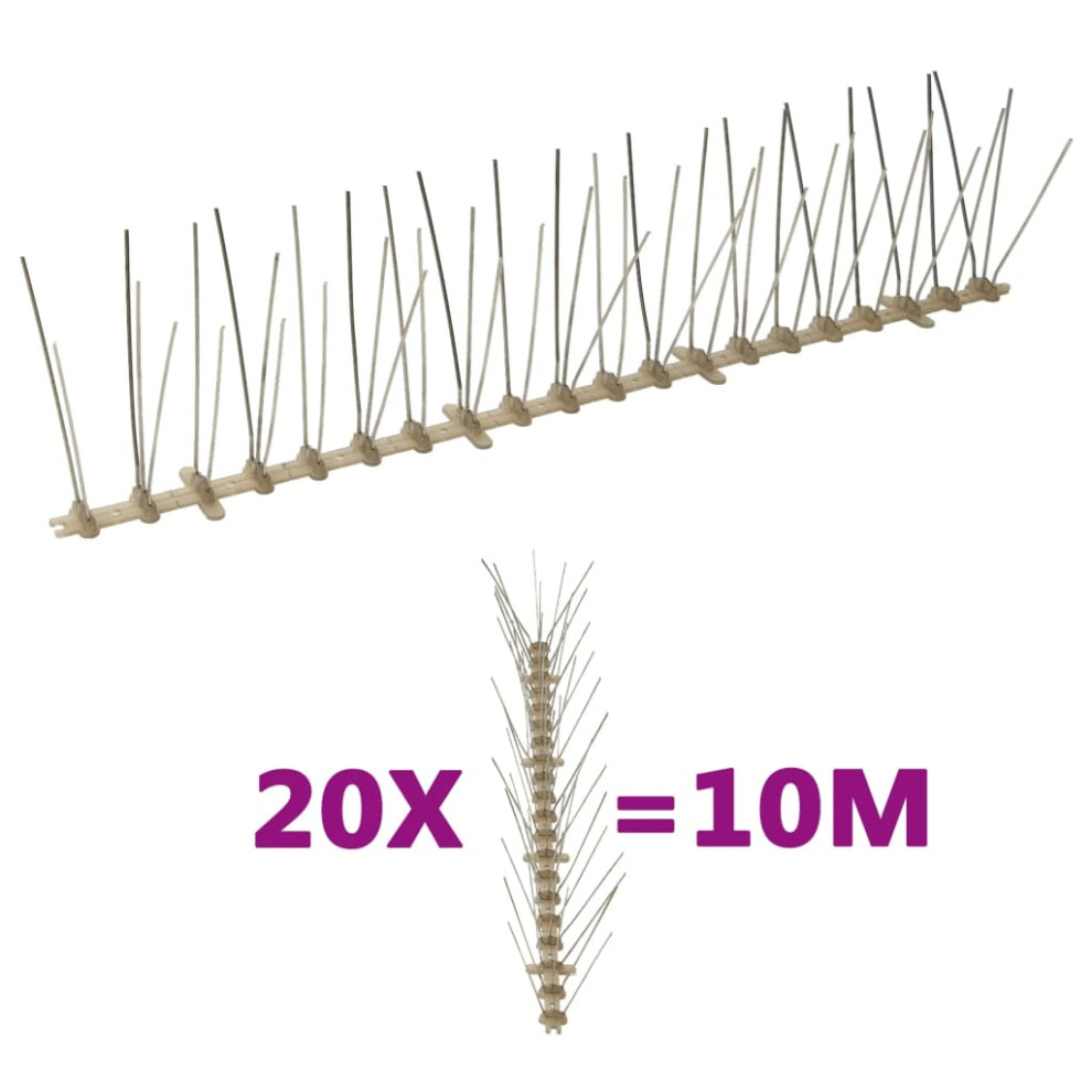 (10 m/ 5 rows spikes) vidaXL 2/4/5-row Plastic Bird & Pigeon Spikes Set Pet Repellent 6 3/20 10 m