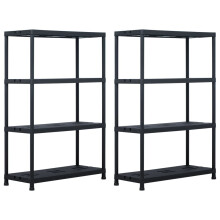 (90 x 40 x 138 cm/ 2 piece) vidaXL 1/2/5x Storage Shelf Rack Black Plastic Display Organiser Multi Sizes