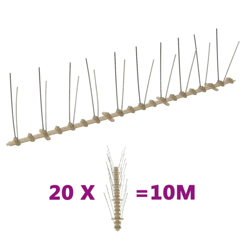 Vidaxl (10 M/ 2 Rows Spikes) 2/4/5-Row Plastic Bird & Pigeon Spikes Set Pet Repellent 6 3/20 10 M