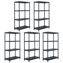 (60 x 30 x 138 cm/ 5 piece) vidaXL 1/2/5x Storage Shelf Rack Black Plastic Display Organiser Multi Sizes