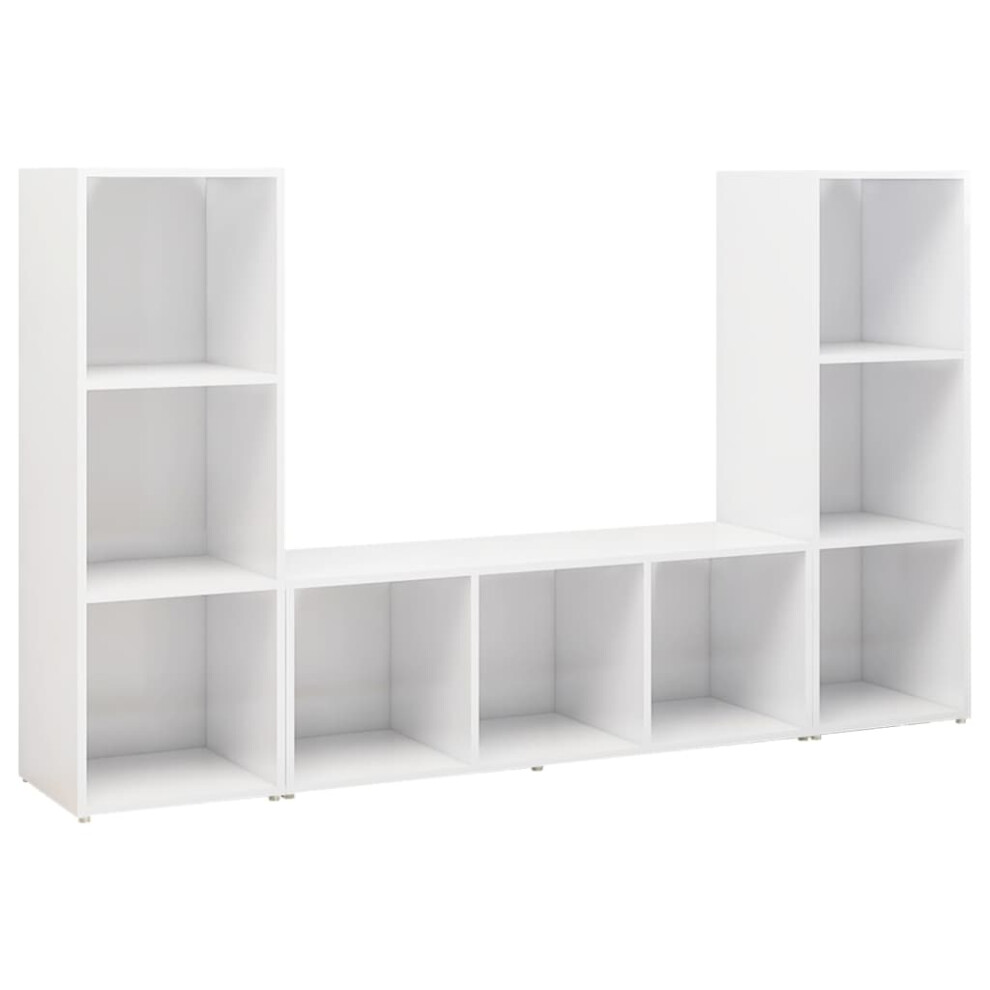 Vidaxl (White) 3X Tv Cabinet Tv Stand Plasma Cabinet Lowboard Chipboard Multi Colours White