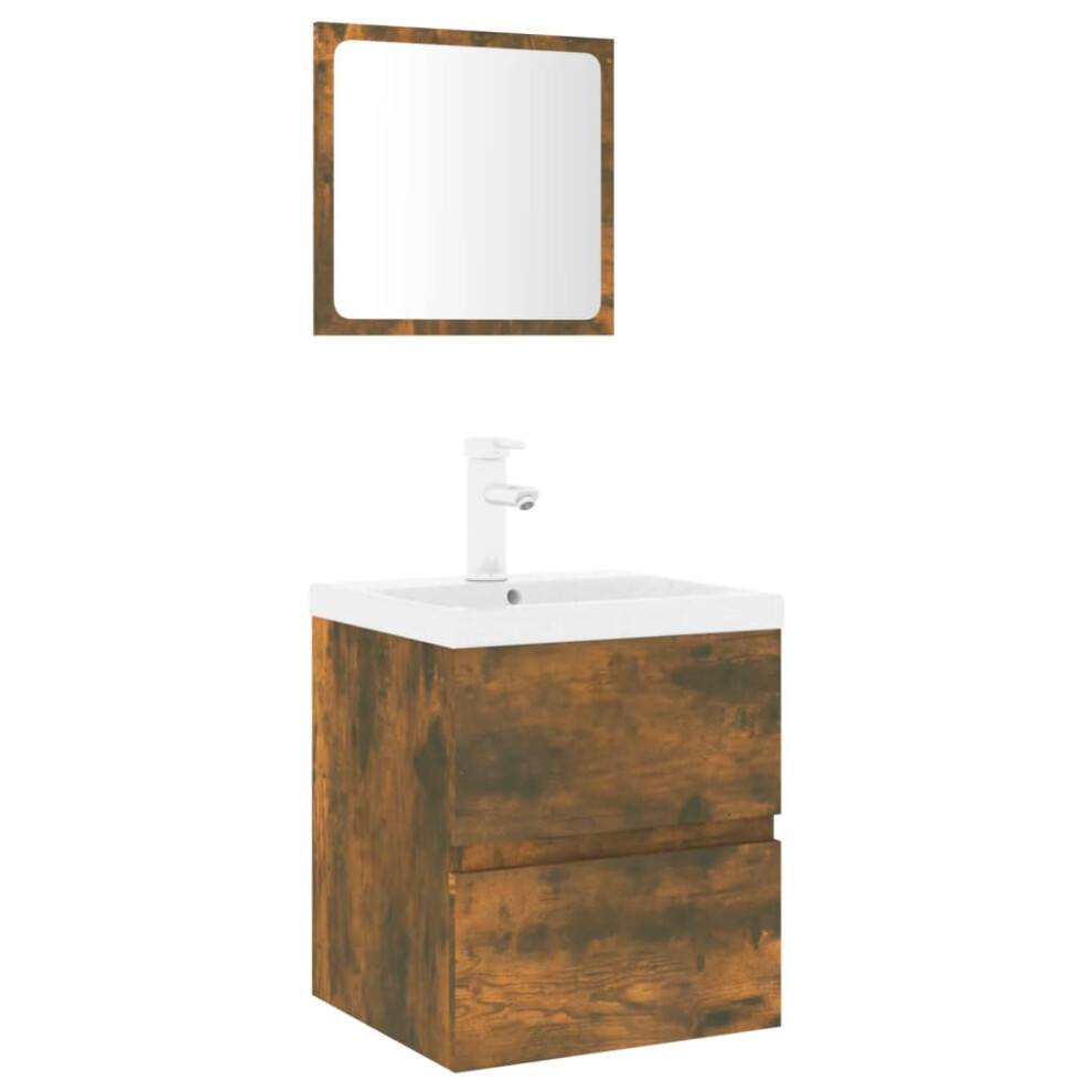 Vidaxl (Smoked Oak, 41 X 38.5 X 45 Cm) Bathroom Furniture Set Basin Multi Sizes/Colours With/Without Faucet