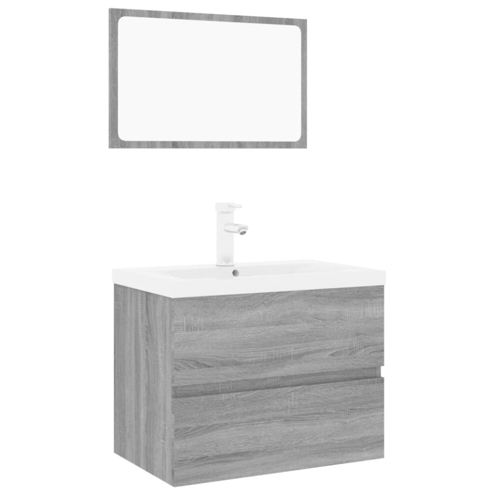 New Vidaxl ( Sonoma, 60 X X 45 Cm) Bathroom Furniture Set Basin Multi Sizes/Colours With/Without Faucet Grey Size 38.5
