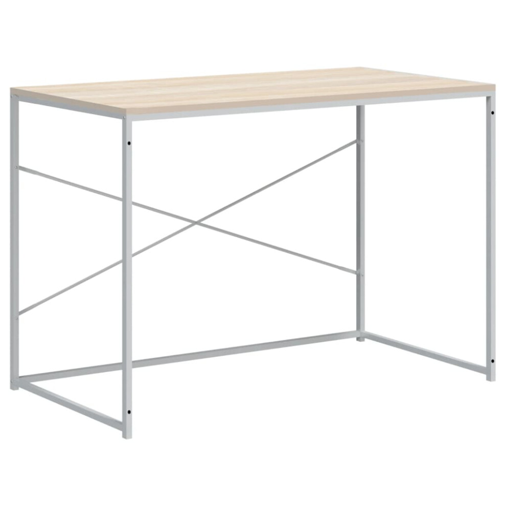 Vidaxl (White And Oak) Computer Desk Chipboard Bedroom Studying Gaming Desk Multi Colours
