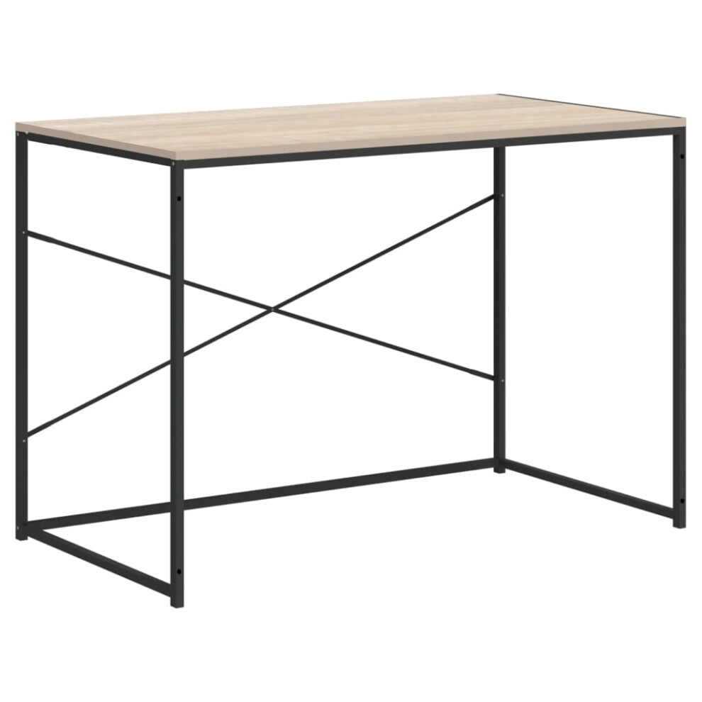Vidaxl (Black And Oak) Computer Desk Chipboard Bedroom Studying Gaming Desk Multi Colours