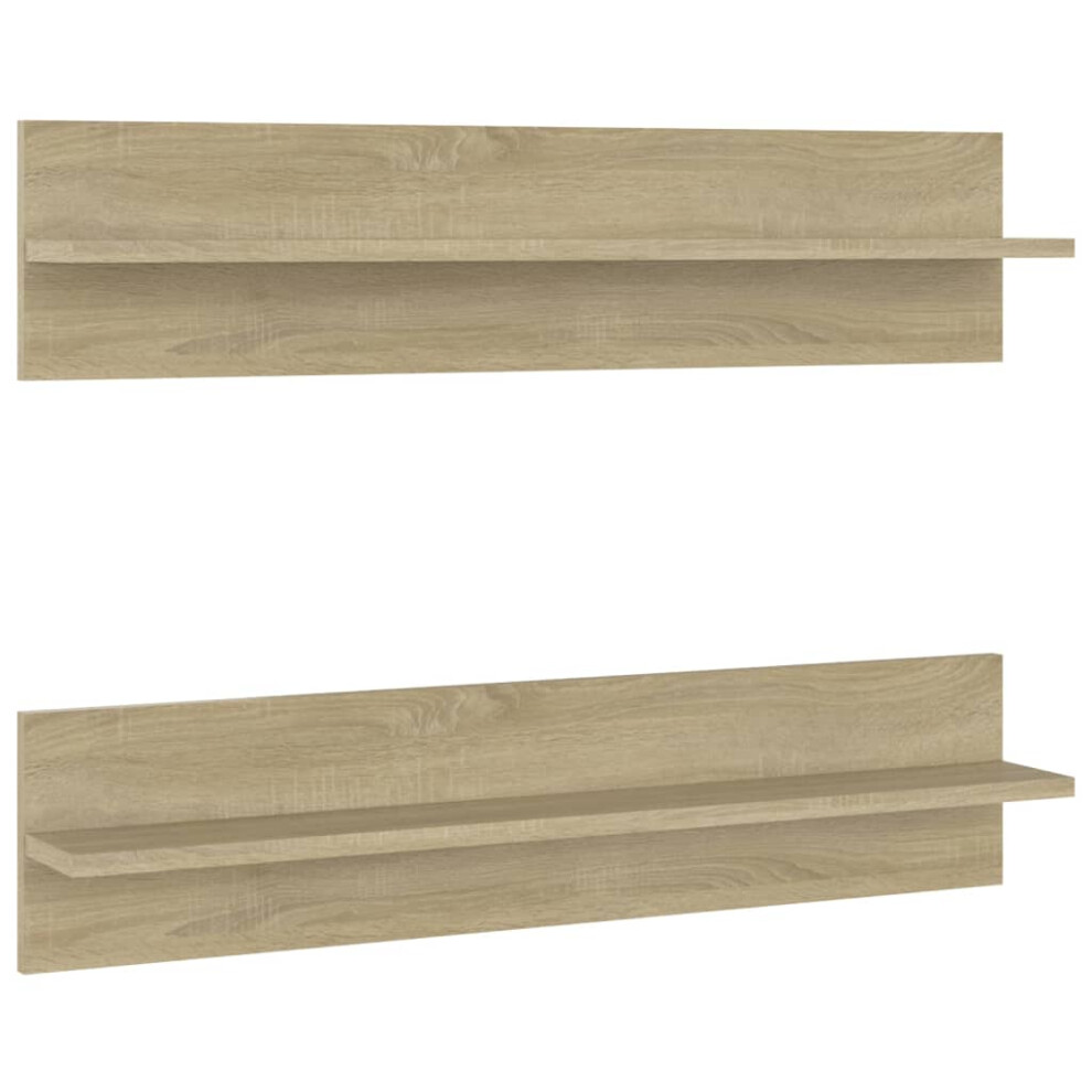 Vidaxl (Sonoma Oak) 2/4X Wall Shelves Chipboard Wall-Mounted Hanging Shelf Multi Colours