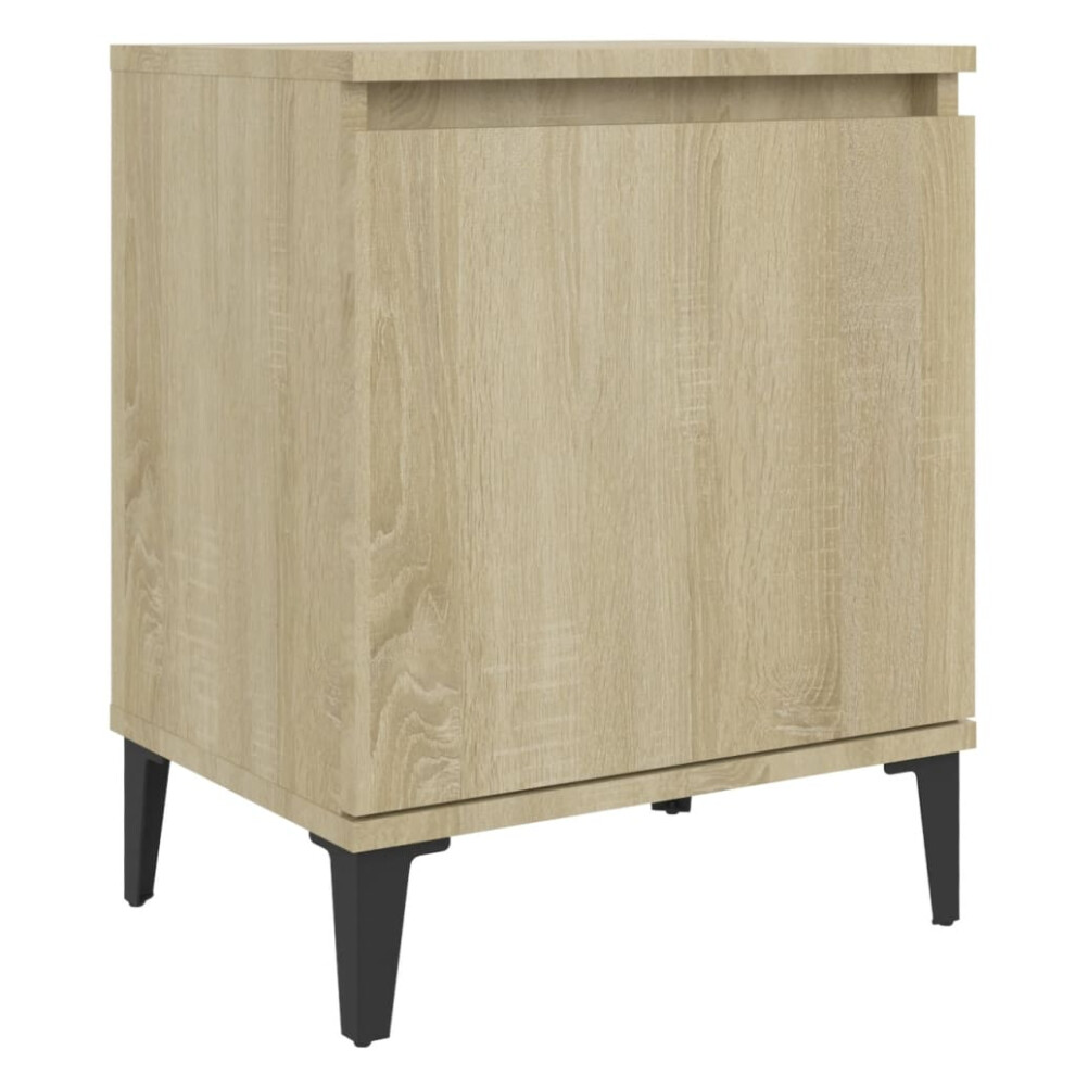 (sonoma oak) vidaXL Bed Cabinet with Metal Legs Nightstand Side Table Bedroom Bed Table