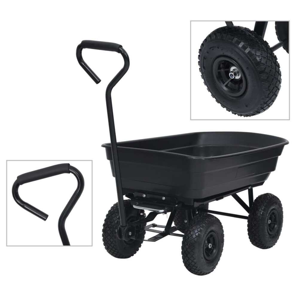 Vidaxl () Garden Tipping Hand Cart Hand Truck Wheelbarrow 300 Kg 75L Black/Green