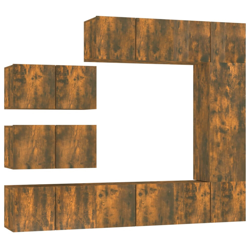 Vidaxl (Smoked Oak) Tv Cabinet Set Engineered Wood Tv Stand Multi Colours/Sizes 6/7/8 Piece