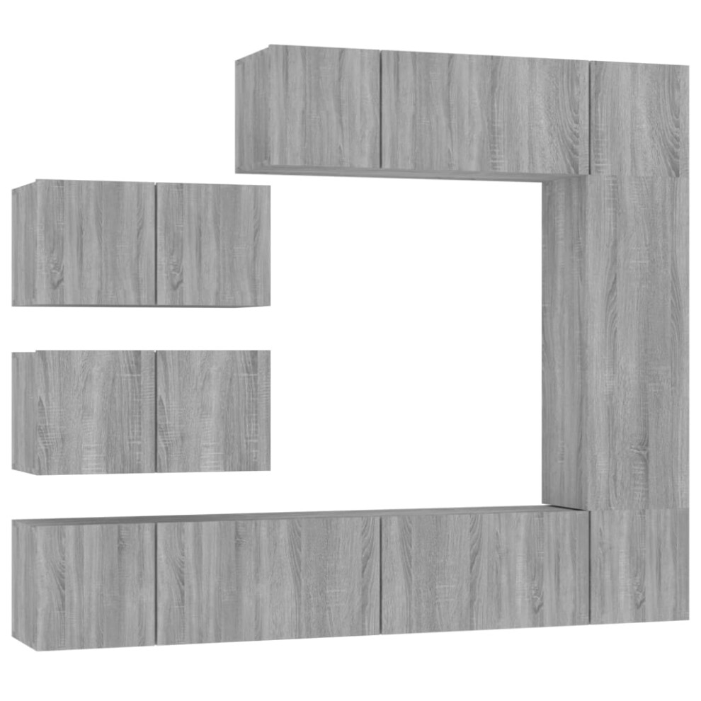 Vidaxl (Grey Sonoma) Tv Cabinet Set Engineered Wood Tv Stand Multi Colours/Sizes 6/7/8 Piece
