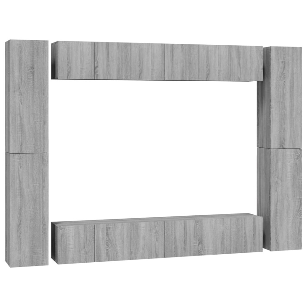Vidaxl (Grey Sonoma, 10 Pcs) Tv Cabinet Set Engineered Wood Tv Unit Multi Colours/Sizes 4/6/10 Piece