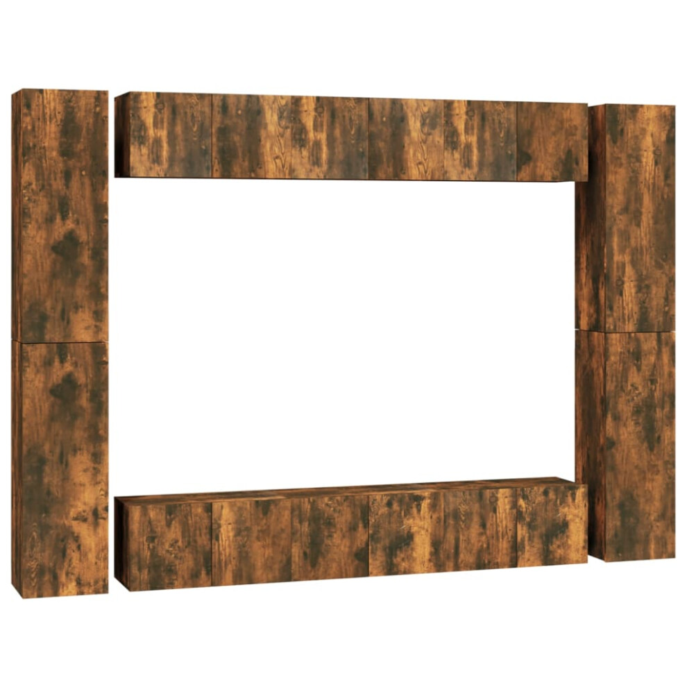 Vidaxl (Smoked Oak, 10 Pcs) Tv Cabinet Set Engineered Wood Tv Unit Multi Colours/Sizes 4/6/10 Piece