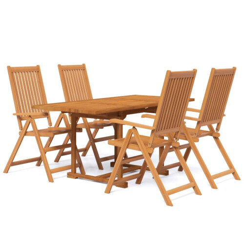 VidaXL (Rectangular, 4 piece) vidaXL Solid Wood Acacia Garden Dining Set Table 5/7 Piece Oval/Rectangular
