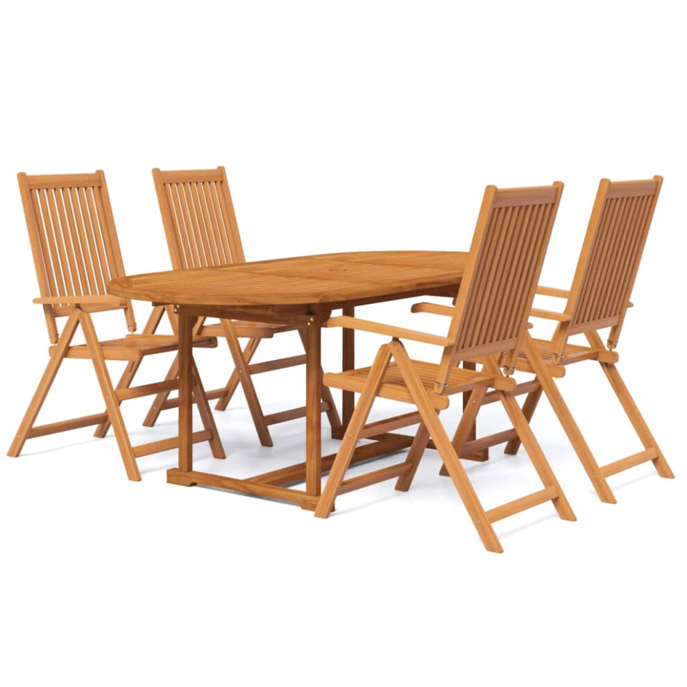 Vidaxl (Oval, 4 Piece) Solid Wood Acacia Garden Dining Set Table 5/7 Piece Oval/Rectangular