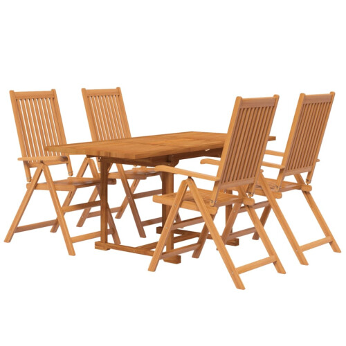 VidaXL (Rectangular, 4 piece) vidaXL Solid Wood Acacia Garden Dining Set Table 5/7 Piece Oval/Rectangular 2