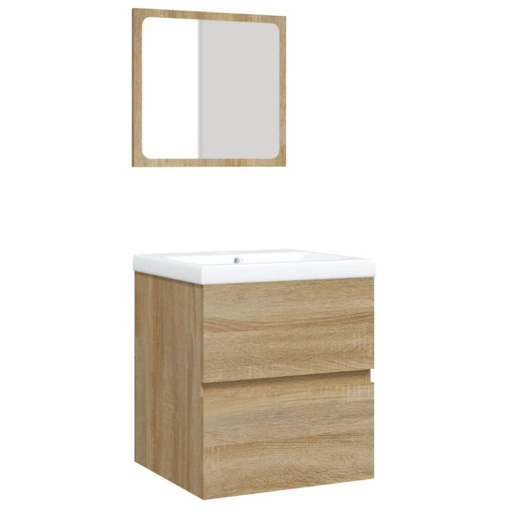 Vidaxl (Sonoma Oak) Bathroom Sink Cabinet With Basin And Mirror Vanity Unit Mirror Cabinet
