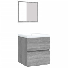 (grey sonoma) vidaXL Bathroom Sink Cabinet with Basin and Mirror Vanity Unit Mirror Cabinet