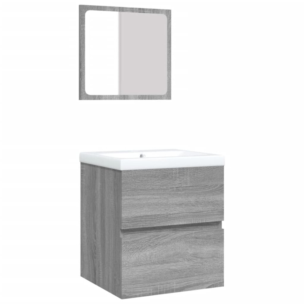 (grey sonoma) vidaXL Bathroom Sink Cabinet with Basin and Mirror Vanity Unit Mirror Cabinet