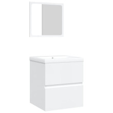 (white) vidaXL Bathroom Sink Cabinet with Basin and Mirror Vanity Unit Mirror Cabinet