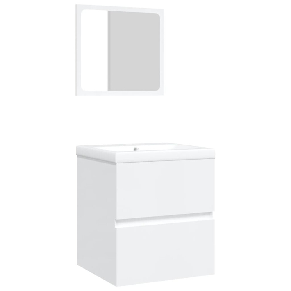 (white) vidaXL Bathroom Sink Cabinet with Basin and Mirror Vanity Unit Mirror Cabinet
