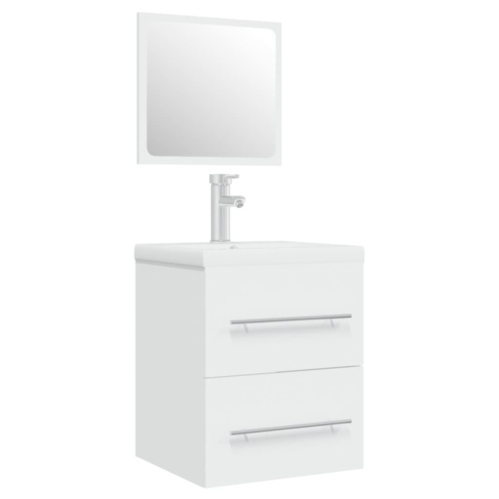 Vidaxl (White) Sink Cabinet With Built-In Basin Sink Unit Vanity Unit Engineered Wood White