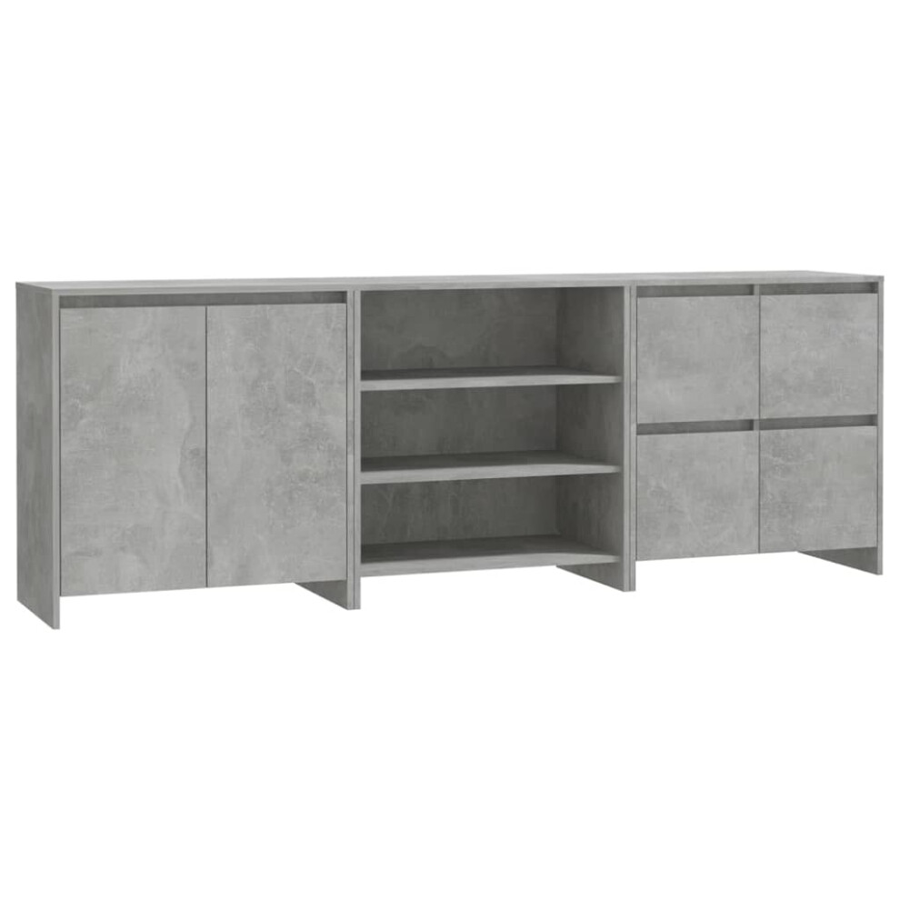 Vidaxl (Concrete Grey) Sideboard 3 Piece Engineered Wood Buffet Side Cabinet Multi Colours