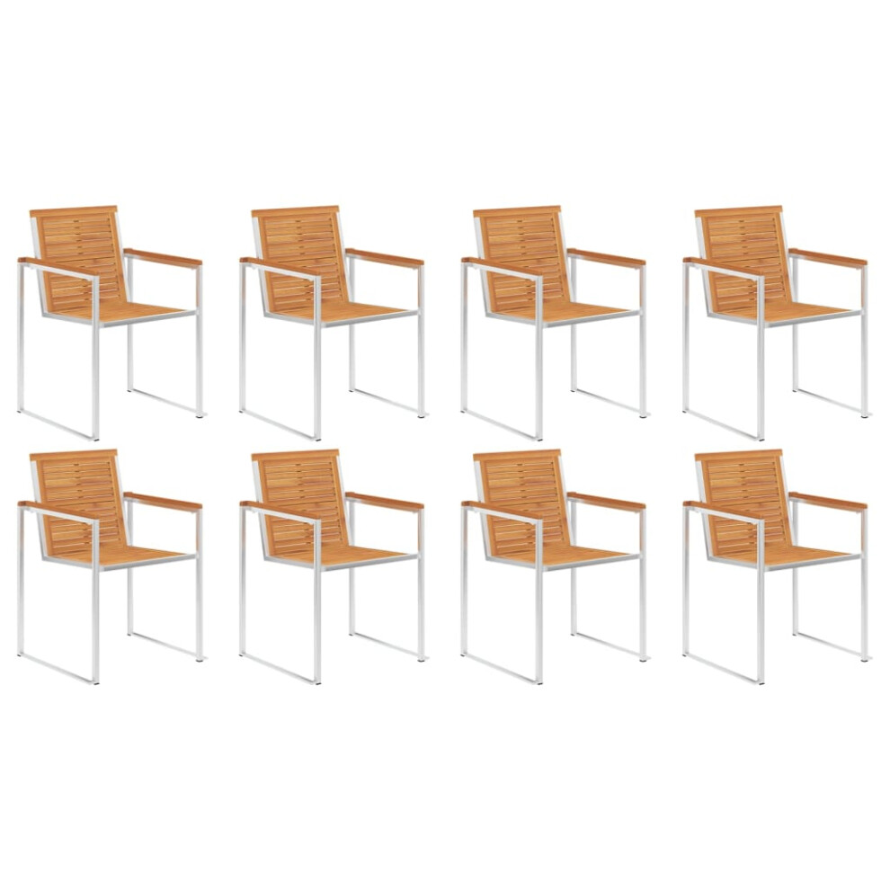 Vidaxl (Solid Acacia Wood, 8 Pcs) 2/4/6/8X Garden Chairs Patio Solid Acacia/Teak Wood And Stainless Steel