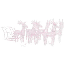 (warm white) vidaXL Reindeers & Sleigh Christmas Decoration 320 LEDs Acrylic Xmas Reindeer