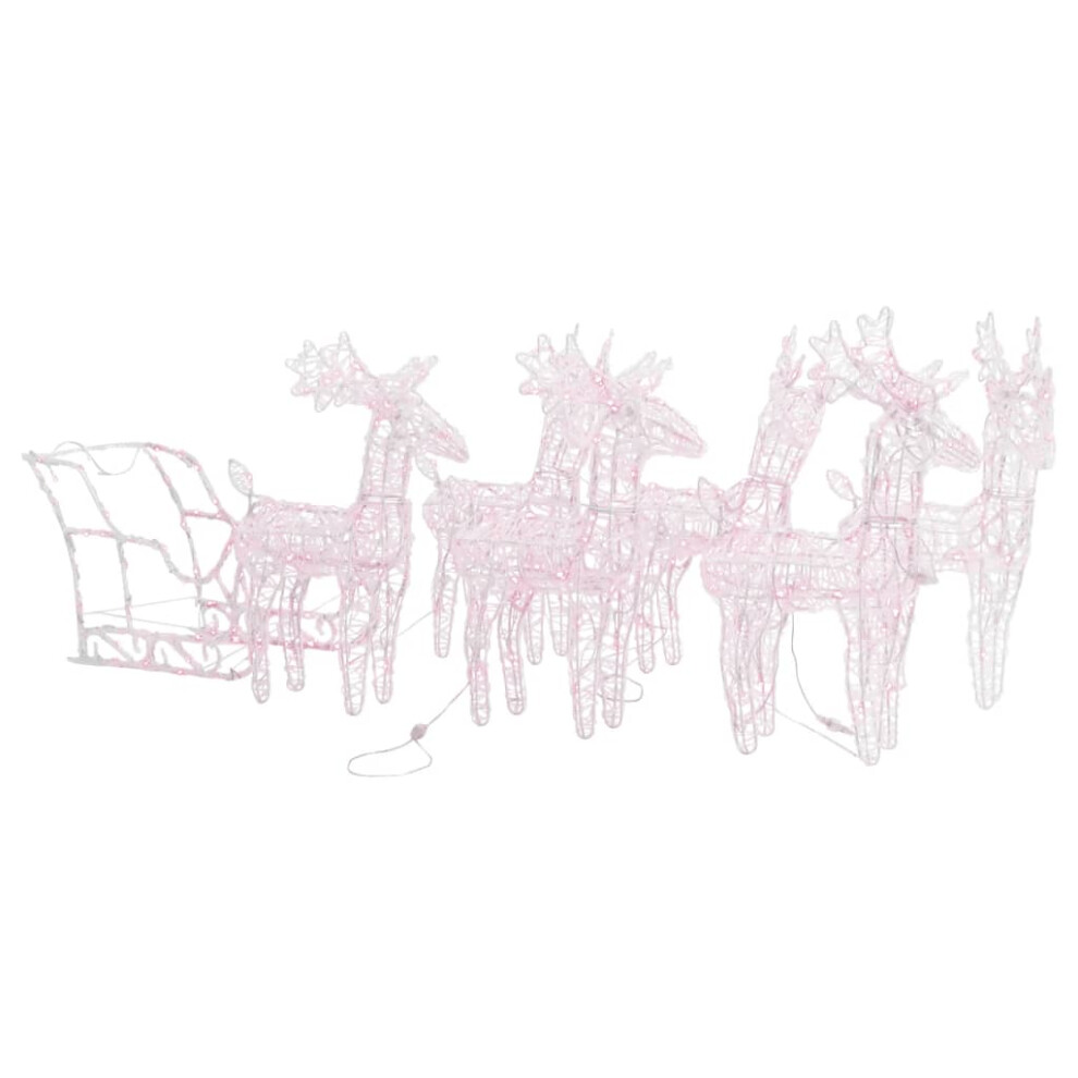 Vidaxl (Warm White) Reindeers & Sleigh Christmas Decoration 320 Leds Acrylic Xmas Reindeer