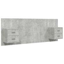 (concrete grey, Two drawers) vidaXL Bed Headboard with Cabinets Bed Header Bed Cabinet Engineered Wood