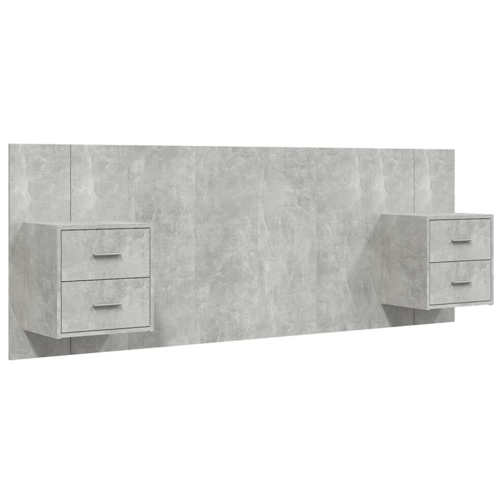 Vidaxl (Concrete Grey, Two Drawers) Bed Headboard With Cabinets Bed Header Bed Cabinet Engineered Wood