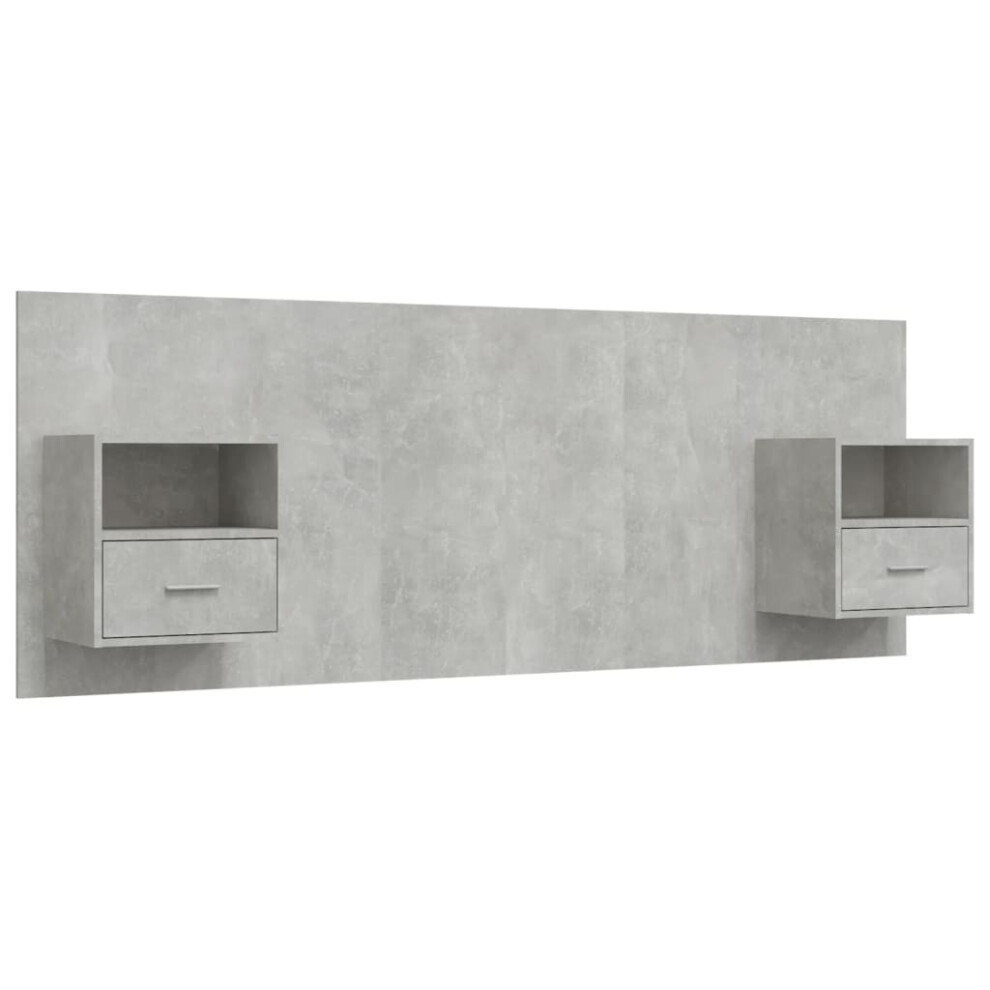 Vidaxl (Concrete Grey, One Drawer And One Shelf) Bed Headboard With Cabinets Bed Header Bed Cabinet Engineered Wood