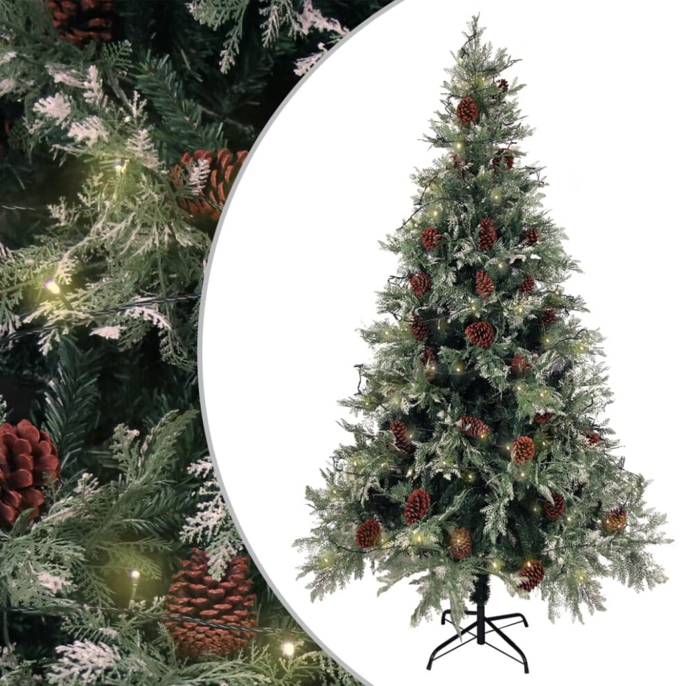 Vidaxl (195 X 105 Cm) Christmas Tree With Leds&Pine Cones Green&White Pvc&Pe Multi Sizes