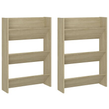 vidaXL Wand-Schuhschränke 2 Stk. Sonoma-Eiche 60x18x90cm Holzwerkstoff