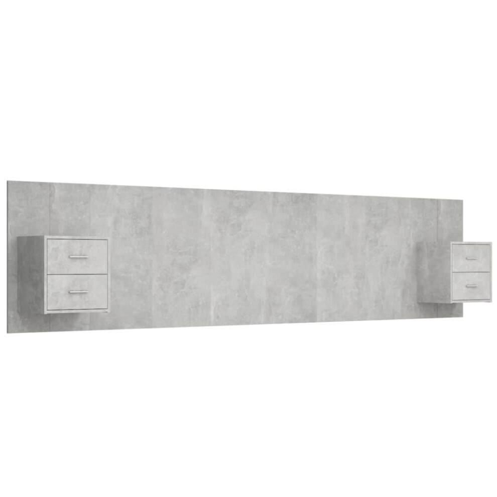 Vidaxl (Concrete Grey, Two Drawers) Bed Headboard With Cabinets Bed Header Bed Cabinet Engineered Wood