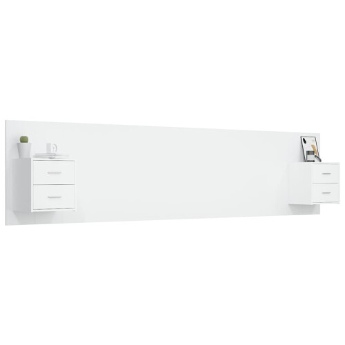 VidaXL (white, Two drawers) vidaXL Bed Headboard with Cabinets Bed Header Bed Cabinet Engineered Wood 2