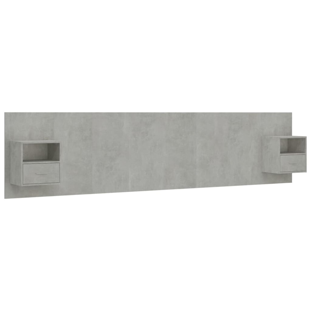 Vidaxl (Concrete Grey, One Drawer And One Shelf) Bed Headboard With Cabinets Bed Header Bed Cabinet Engineered Wood