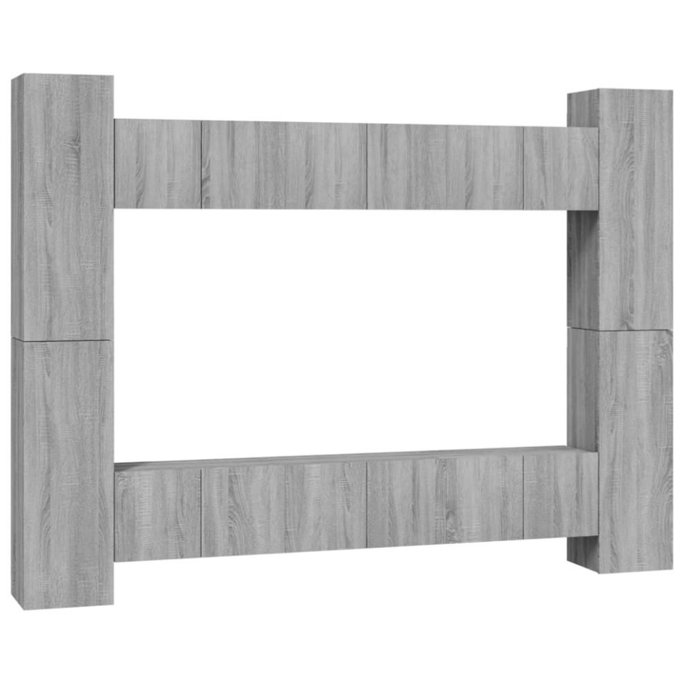 Vidaxl (Grey Sonoma) Tv Cabinet Set Engineered Wood Tv Unit Multi Colours/Sizes 8/10 Piece