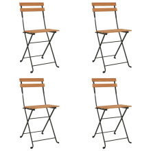 (4 pcs) vidaXL Folding Bistro Chairs Solid Wood Teak and Steel Outdoor Dining Chair