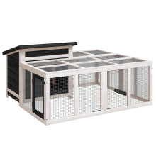 (grey) vidaXL Rabbit Hutch Rabbit Run Bunny House Wooden Animal House Solid Wood Pine