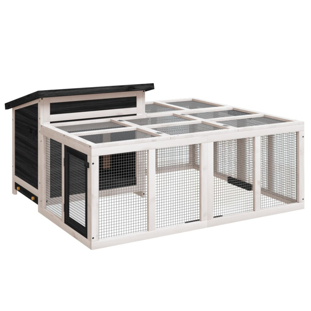 Vidaxl (Grey) Rabbit Hutch Rabbit Run Bunny House Wooden Animal House Solid Wood Pine
