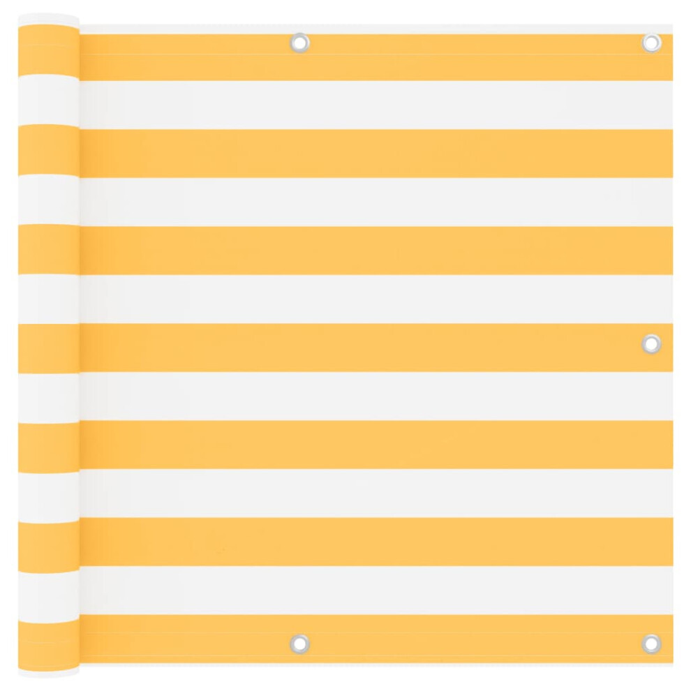 Vidaxl (White And Yellow, 90 X 400 Cm) Balcony Screen Outdoor Privacy Screen Fence Patio Screen Oxford Fabric